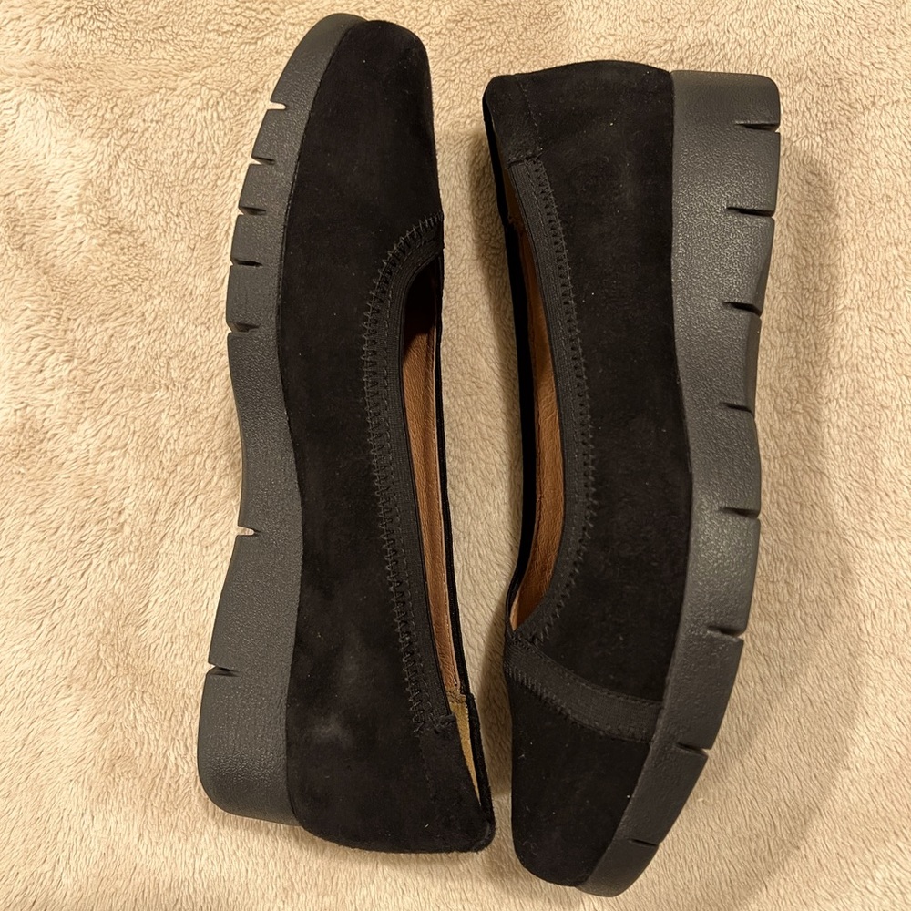 Clarks Black Suede Slip-On Loafers
